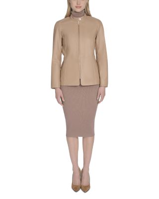 Stand Collar Leather Jacket