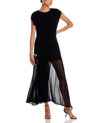 Asymmetrical Seamed High/Low Knit Dress