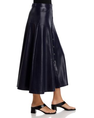 Veena Faux Leather Midi Skirt