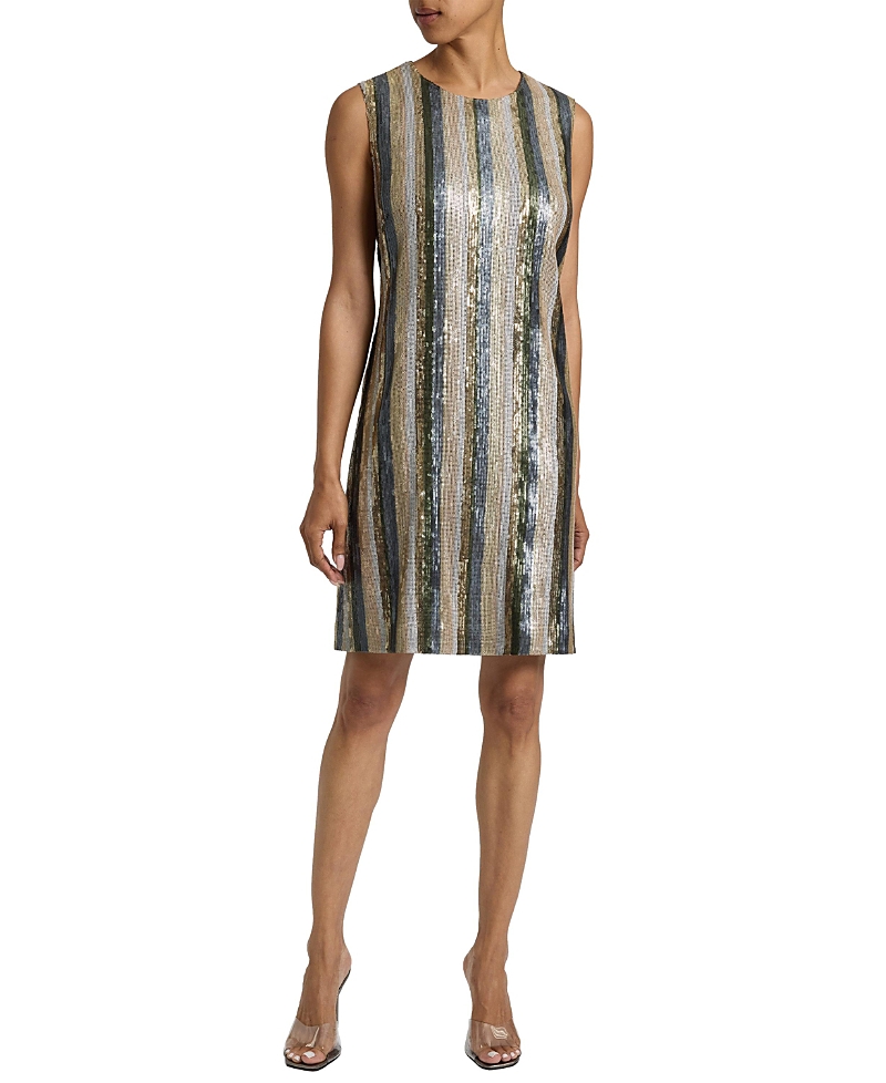 Santorelli Aretha Sleeveless Sequin Shift Dress In Gray