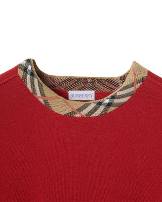Check Trim Wool Sweater