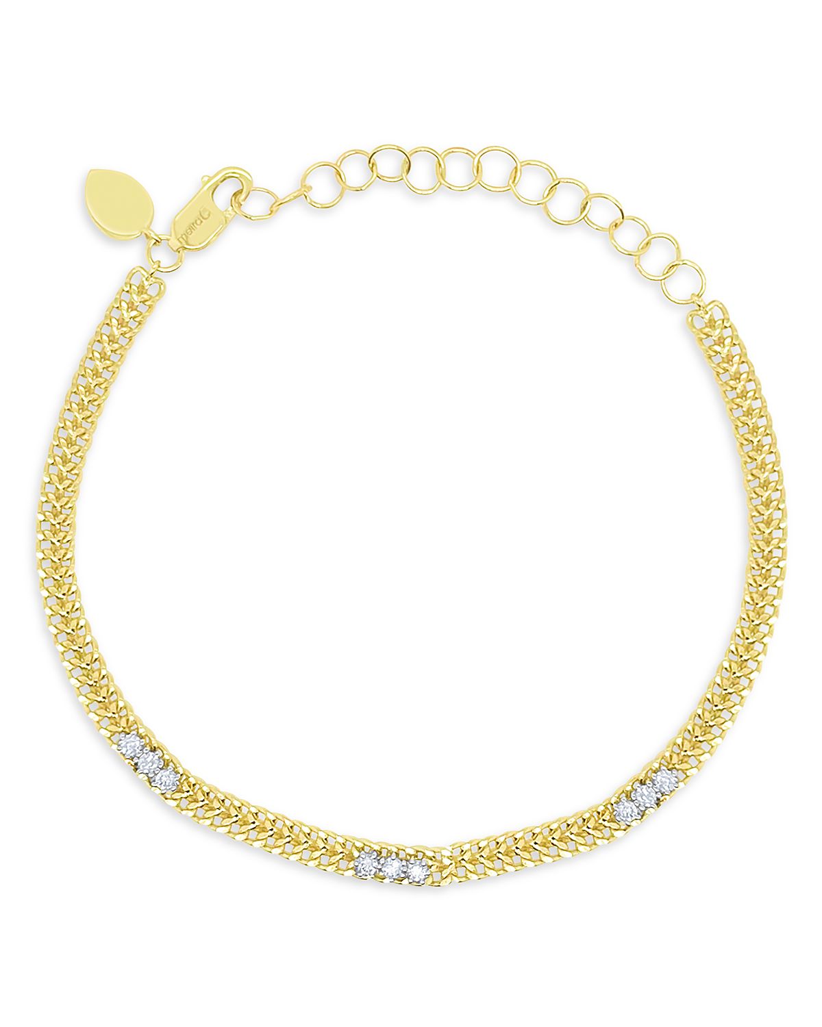 Meira T 14K Yellow Gold Diamond Station Double Chain Link Bracelet