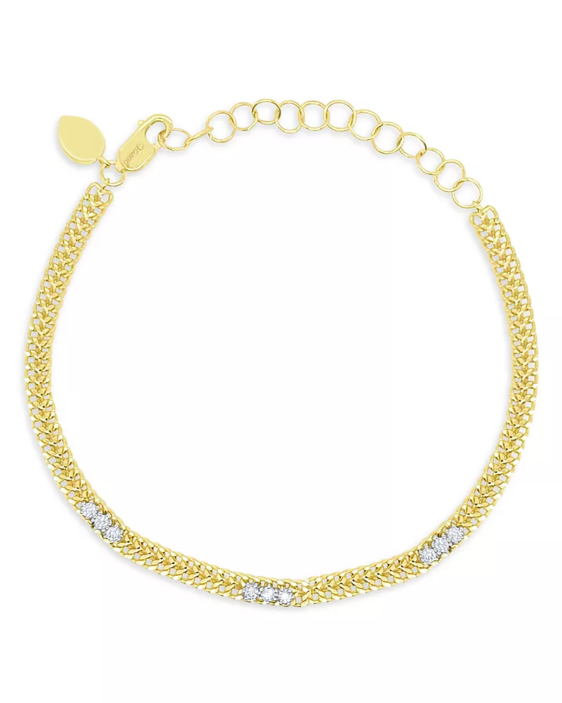 Meira T 14K Yellow Gold Diamond Station Double Chain Link Bracelet