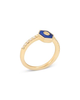 Diamond & Lapis Baia Stackable Ring in 18K Yellow Gold