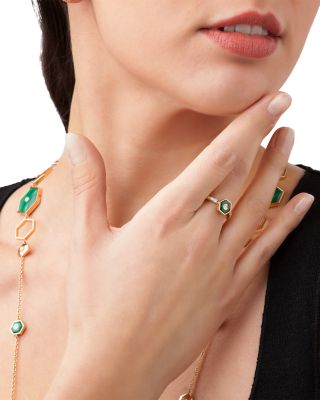 Diamond & Malachite Baia Stackable Ring in 18K Yellow Gold