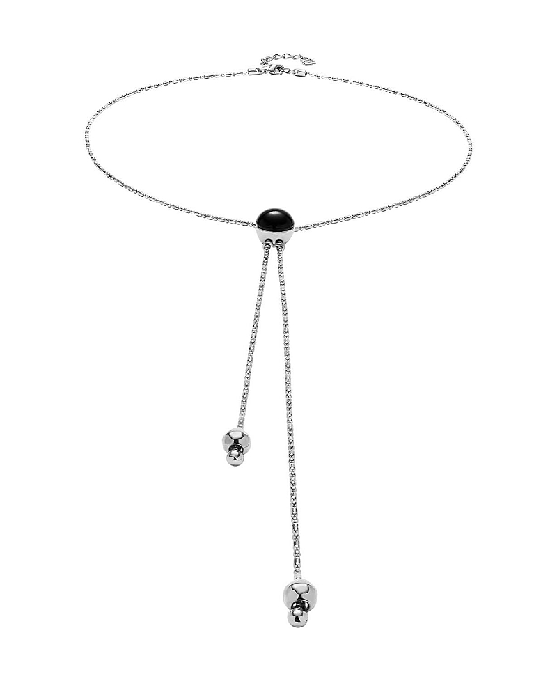 Unode50 Black Murano Slider Pendant In Silver