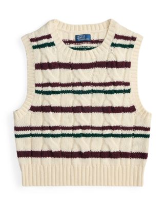 Striped Cable Wool Cashmere Sweater Vest