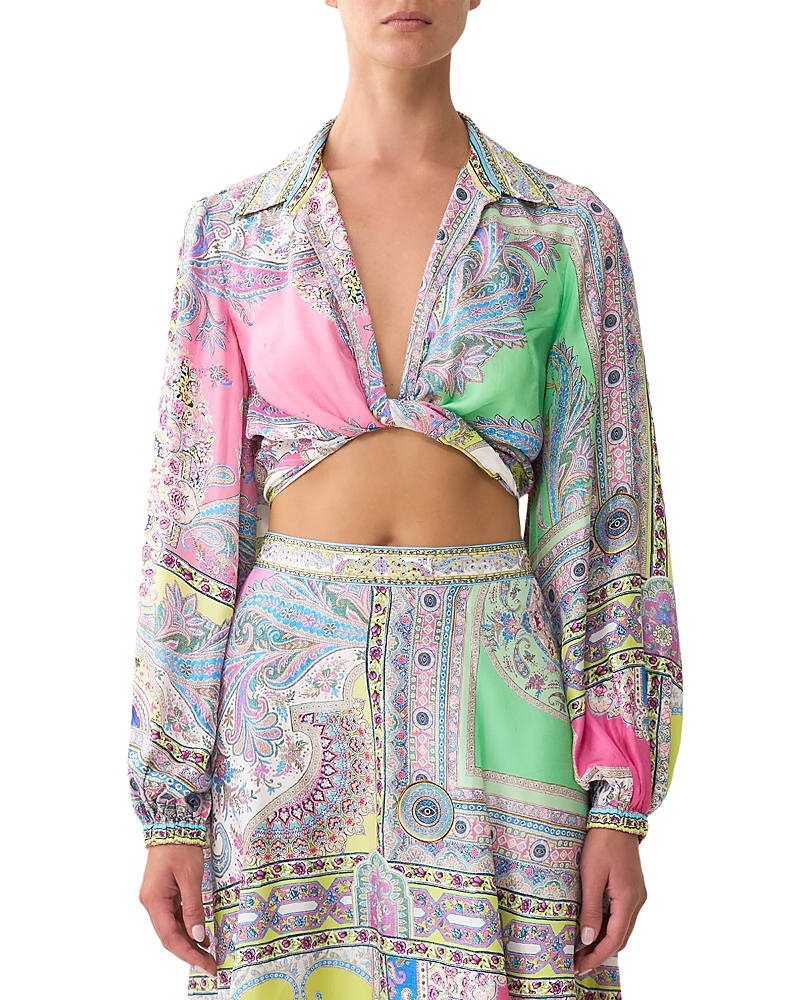Camilla Cropped Wrap Silk Shirt