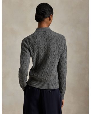 Cable Knit Wool Cashmere Polo Sweater
