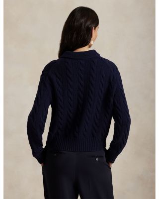 Cable Knit Wool Cashmere Polo Sweater