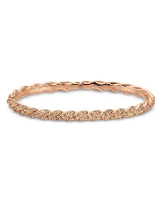 Sculpted Cable Flex Bracelet in 18K Rose Gold with Cognac Diamonds, 5mm