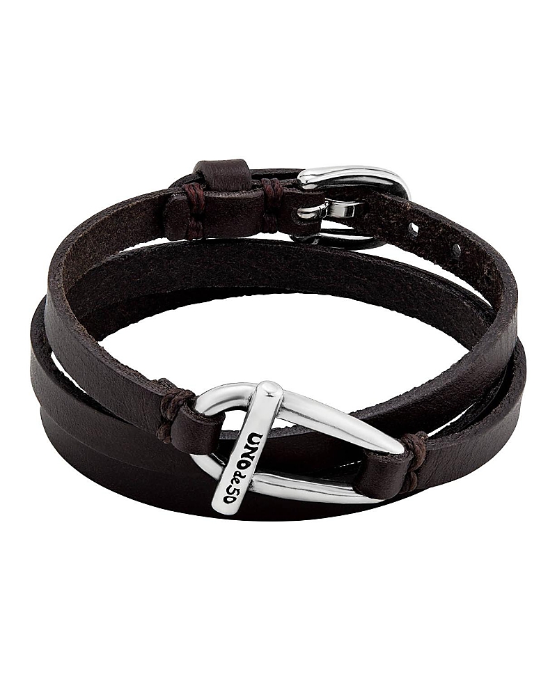 Unode50 Leather Link Bracelet In Black