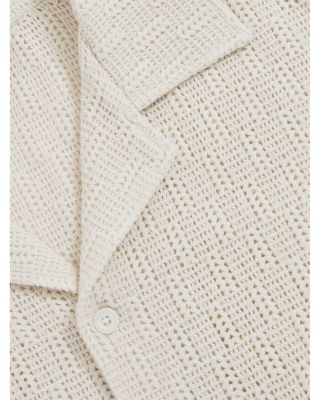 Leon Crochet Regular Fit Button Down Short Sleeve Cuba Shirt