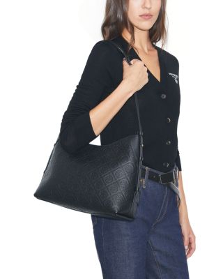 T Monogram Soft Pebble Medium Shoulder Bag