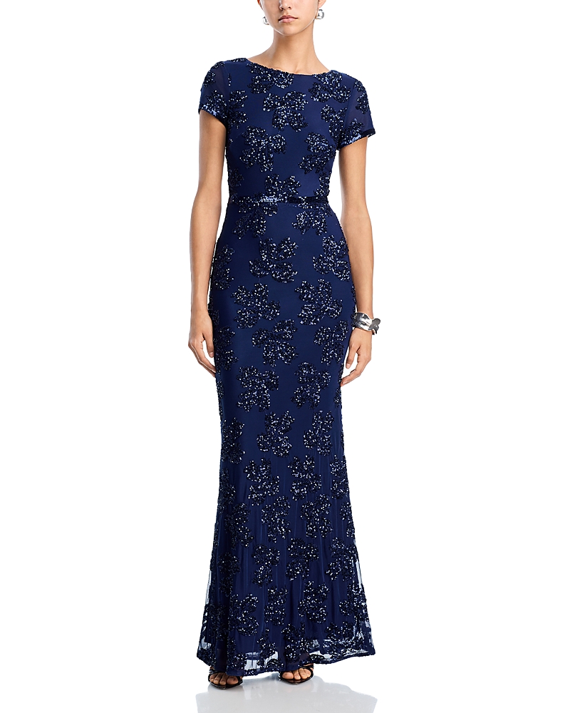 Aqua Sequined Gown - Exclusive In Blue