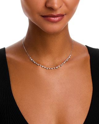 Diamond Bezel Station Necklace in 14K White Gold, 1.80 tcw