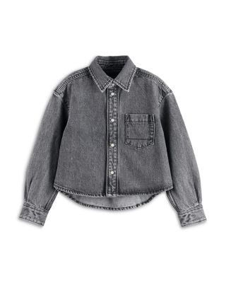 Girls' Washed Black Denim Overshirt - Little Kid, Big Kid