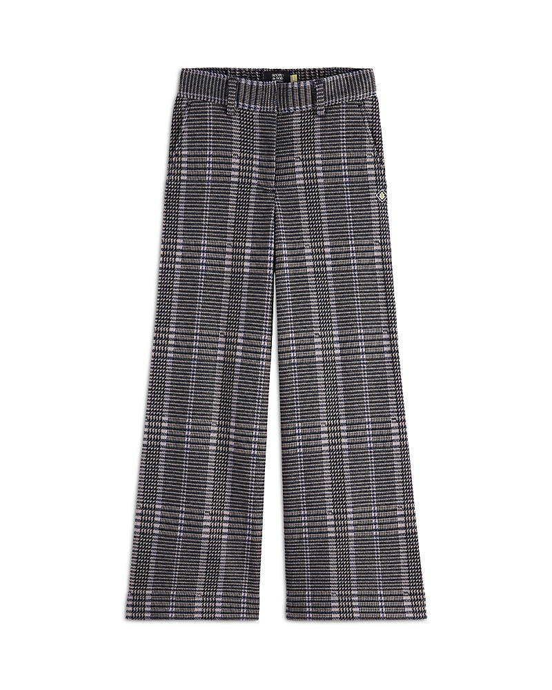 Scotch & Soda Girls' Wide Leg Checked Pants - Little Kid, Big Kid In Black