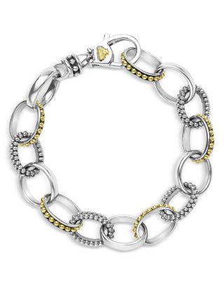 18K Yellow Gold & Sterling Silver Signature Caviar Bead Link Bracelet