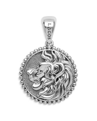 Men's Sterling Silver Anthem Lion Small Disc Amulet Pendant