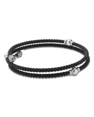 Sterling Silver Black Caviar Ceramic Beaded Wrap Bracelet