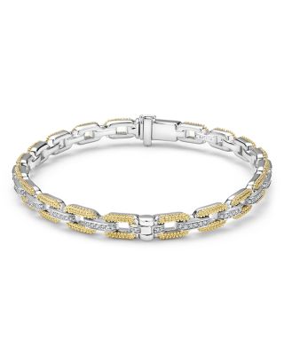 18K Yellow Gold & Sterling Silver Caviar Lux Diamond Chain Link Bracelet
