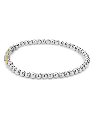 18K Yellow Gold & Sterling Silver Caviar Lux Diamond Beaded Stretch Bracelet - Exclusive 