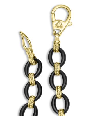 18K Yellow Gold Matte Black Ceramic Oval Link Bracelet