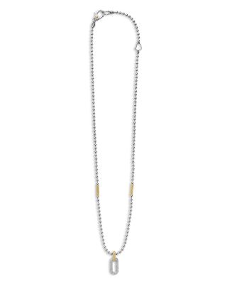 18K Yellow Gold & Sterling Silver Caviar Lux Diamond Clip Pendant Necklace, 16-18" - Exclusive 
