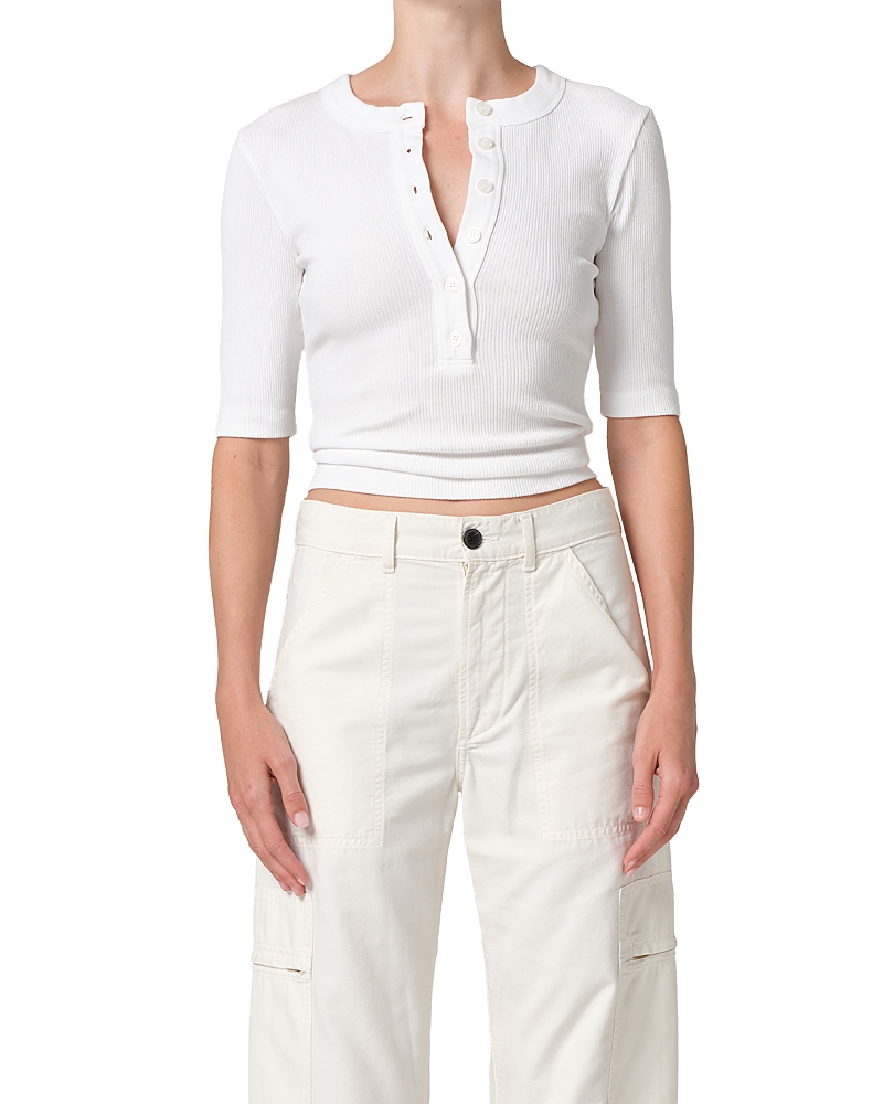 Citizen Of Humanity Citizens Of Humanity Nali Short Sleeve Henley Top In White