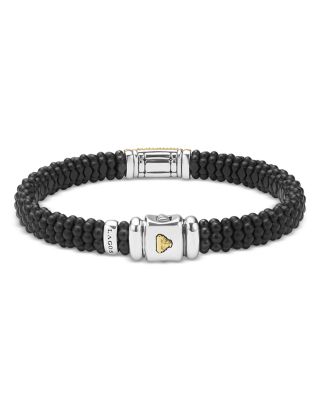 Two-Tone Matte Black Ceramic Diamond Bracelet, 9mm