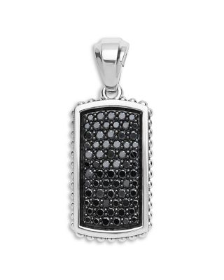 Men's Sterling Silver Anthem Black Diamond Tag Amulet Pendant