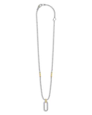 18K Yellow Gold & Sterling Silver Caviar Lux Diamond Clip Pendant Necklace, 16-18" - Exclusive 