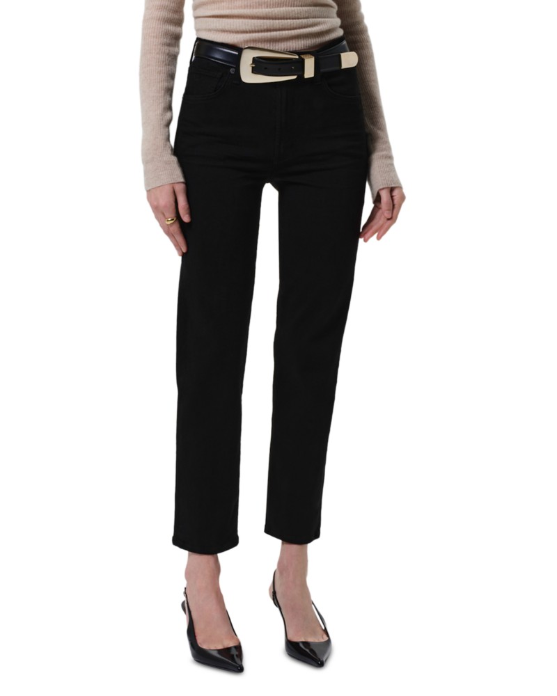 Citizens of Humanity Caia High Rise Straight Jeans with Clean Hem in Plush Black