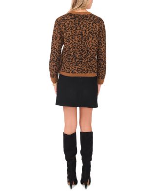 Leopard Print Long Sleeve Crewneck Sweater