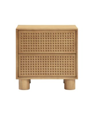 Miles Rubberwood 2-Drawer Nightstand