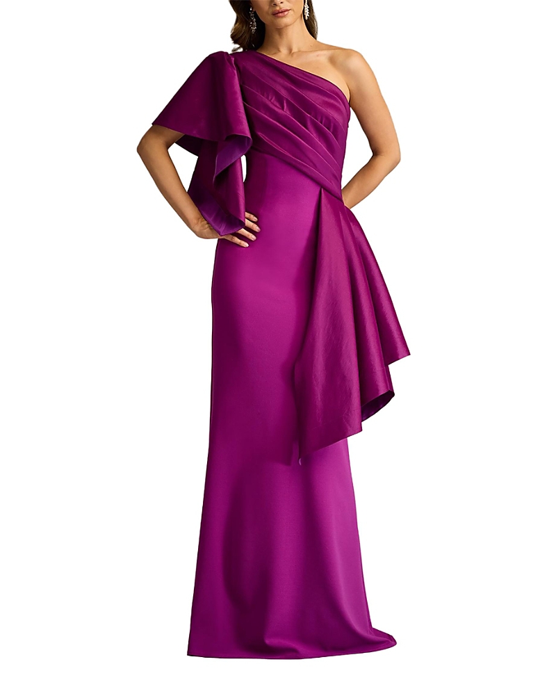 Tadashi Shoji Textured Crepe And Taffeta Gown In Pink