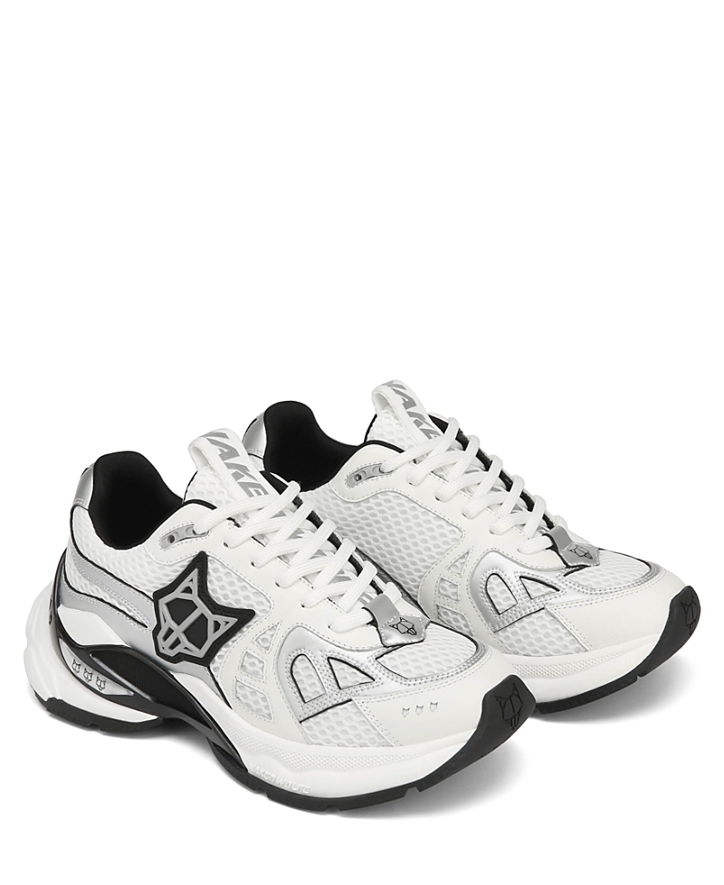 Naked Wolfe Womens White Smash Logo-embossed Leather And Mesh Low-top Trainers In White
