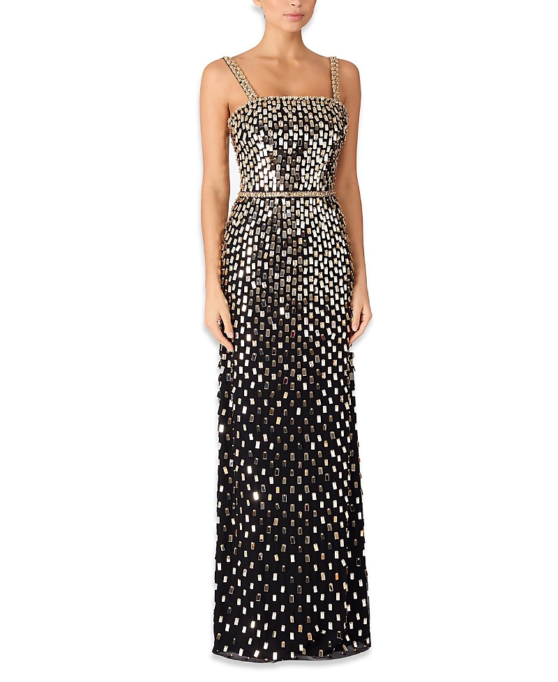Jenny Packham Juliette Sequined Crystal Sleeveless Column Gown In Multi