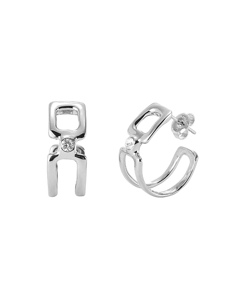 Unode50 Double Hoop Topaz Earrings In Metallic