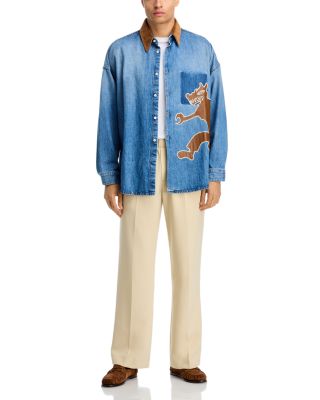 Wolf Applique Oversized Shirt