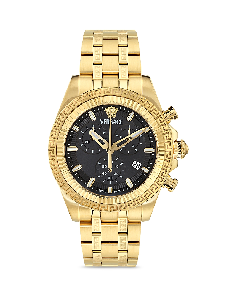 Versace Men's Swiss Chronograph Fornax Gold Ion Plated Bracelet Watch 43mm In Gold