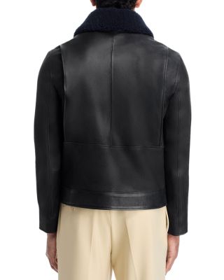 Shearling Collar Leather Jacket
