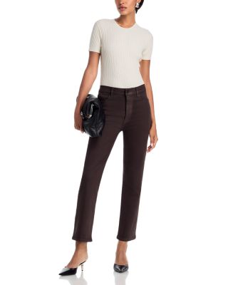 Le Sleek High Rise Straight Jeans in Truffle Coated