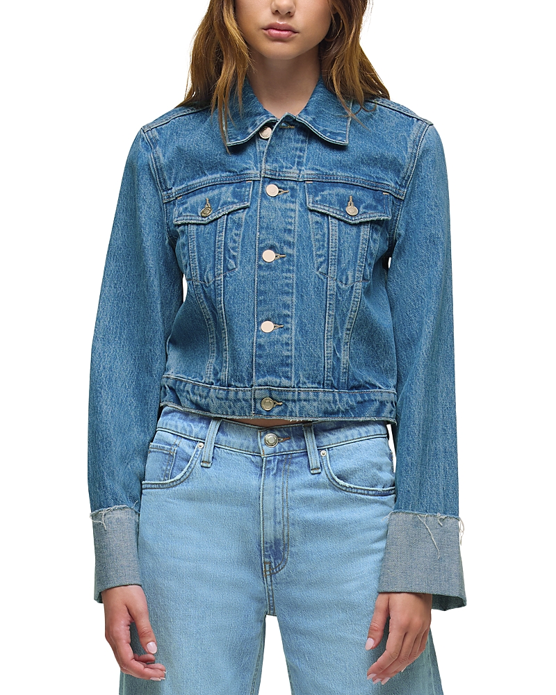 Hudson Jeans Cuffed Cropped Denim Jacket In Blue