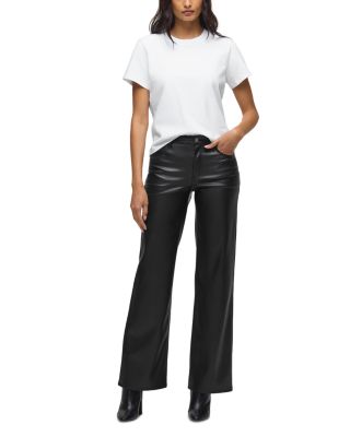 Rosie High Rise Wide Leg faux Leather Jeans in Black