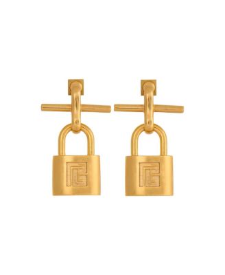 Balmain Brass Pulse Padlock Earrings