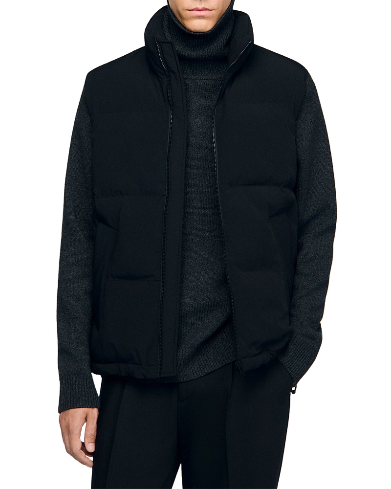 Sandro Sleeveless Technical Puffer Vest In Black
