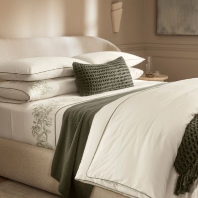 Signature Etched Peony Piped-Edge Duvet Set