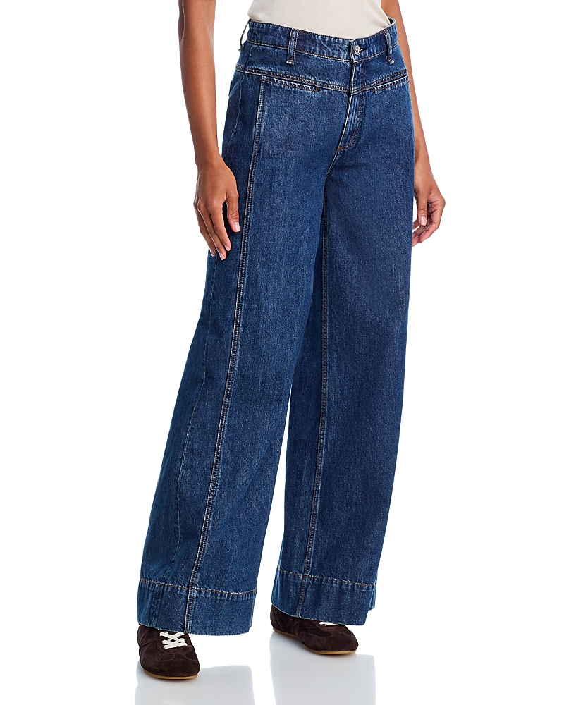 Rag & Bone Selah High Rise Tailored Wide Leg Jeans In Kenme In Blue